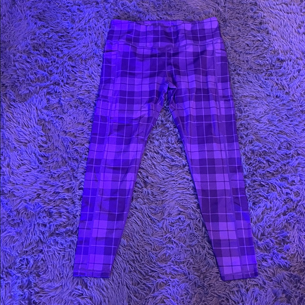 Constantly Varied Gear Purple Checkered Leggings